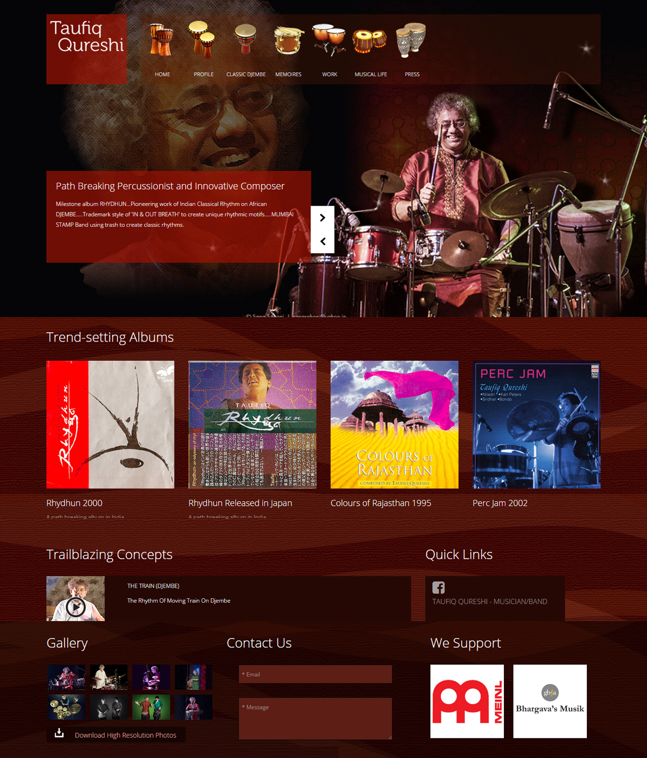 Website Design for World Renowned Musician and Percussionist - Taufiq Qureshi